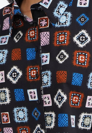 Áo Sơ Mi Dài Tay Dáng Crop In Họa Tiết