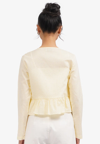 Áo Sơ Mi Kẻ Sọc Peplum Có Cột Nơ