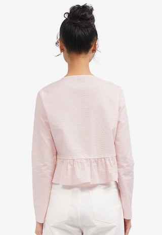 Áo Sơ Mi Kẻ Sọc Peplum Có Cột Nơ