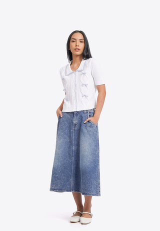 Áo Len Cổ Nơ Tay Ngắn