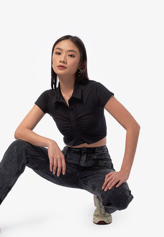 Áo Polo Croptop Xếp Nếp