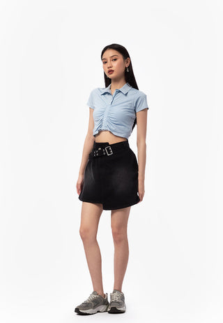 Áo Polo Xếp Nếp Dáng Croptop