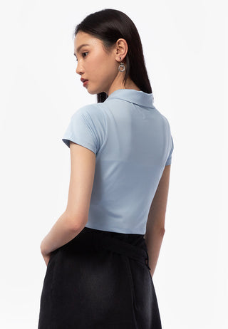 Áo Polo Xếp Nếp Dáng Croptop