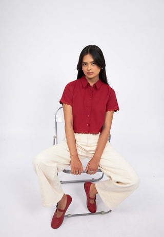 Áo Sơ Mi Ngắn Tay Viền Ziczac