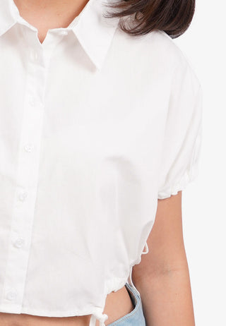 Áo Sơ Mi Crop Top Cột Nơ