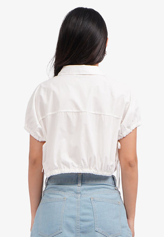 Áo Sơ Mi Crop Top Cột Nơ