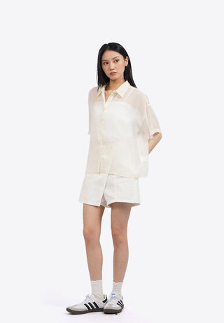 Áo Sơ Mi Ngắn Tay Xuyên Thấu