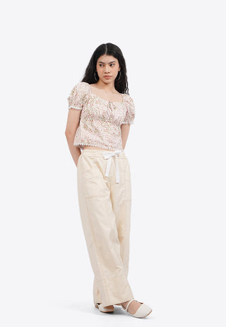 Áo Peplum Hoa Nhí Viền Ren