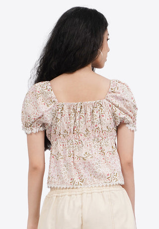 Áo Peplum Hoa Nhí Viền Ren