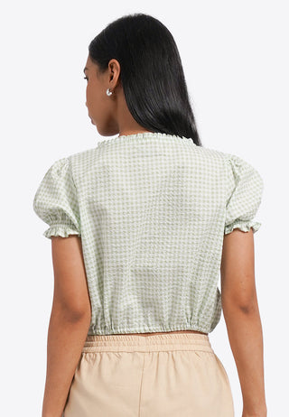 Áo Sơ Mi tay Phồng Crop Top