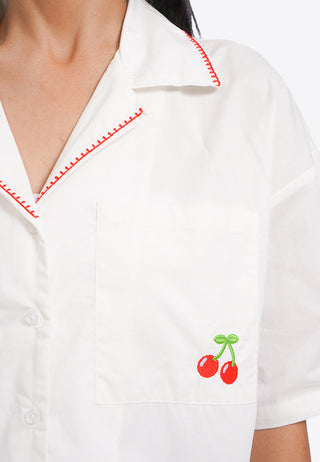 Áo Sơ Mi Dáng Boxy Thêu Họa Tiết