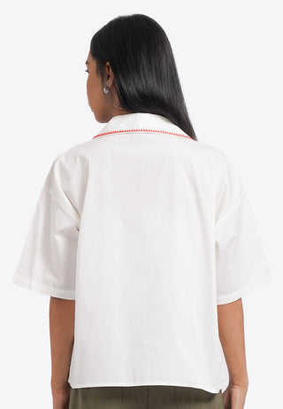 Áo Sơ Mi Dáng Boxy Thêu Họa Tiết