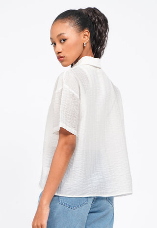 Áo Sơ Mi Oversize Ngắn Tay Vải Nhăn