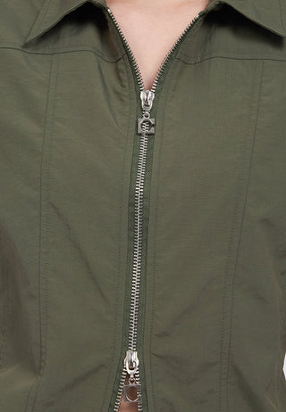 Áo Sơ Mi Ngắn Tay Khóa Kéo