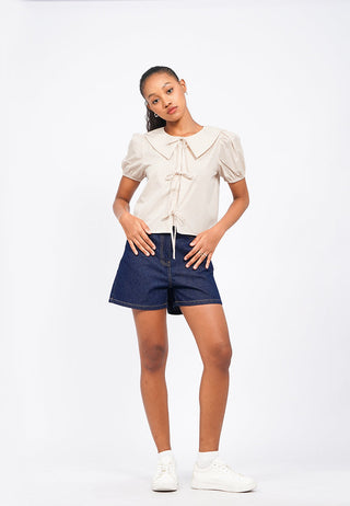 Áo Sơ Mi Kẻ Sọc Cổ Peter Pan