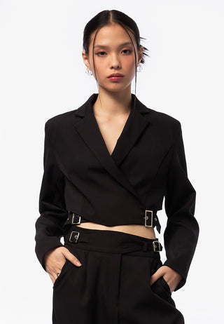 Áo Blazer Croptop Có Khóa Cài