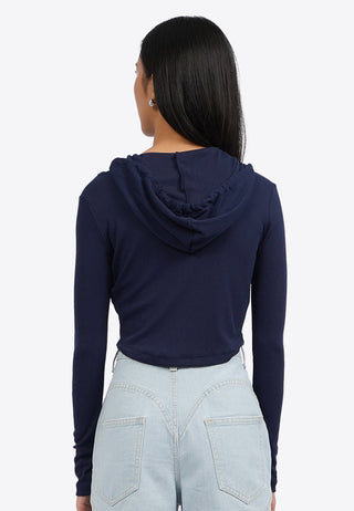 Áo Hoodie Khóa Kéo Dáng Crop Top