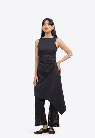 Đầm Váy Midi Xếp Ly Bất Đối Xứng