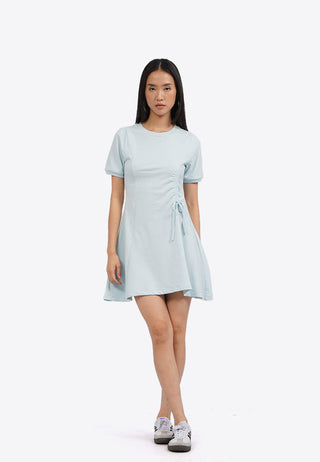Đầm Mini Dress Ngắn Tay Nhún Eo