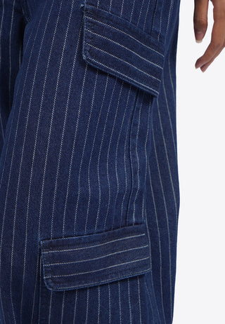Quần Cargo Denim In Sọc Dọc