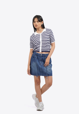 Chân Váy Denim Chữ A Có Khóa Cài