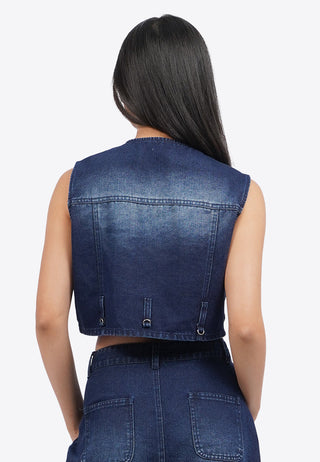 Áo Ba Lỗ Denim Có Cúc