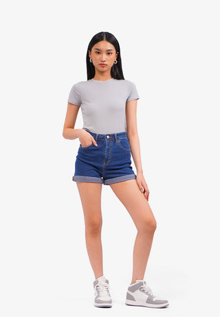 Quần Short Denim Xắn Gấu