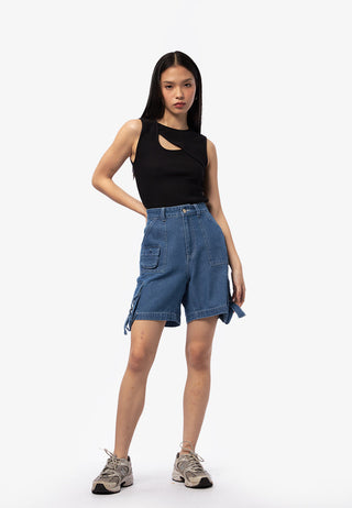 Quần Short Denim Ngang Gối Túi Hộp