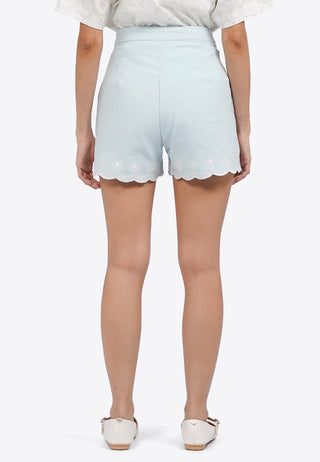Quần Short Nữ Cạp Cao Thêu Hoa
