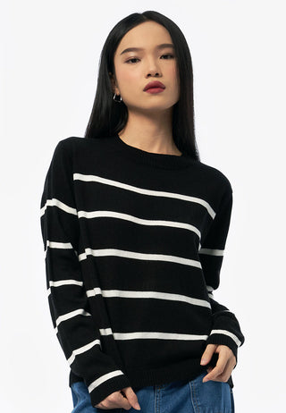 Áo Sweatshirt Dệt Kim Dài Tay Ke Sọc