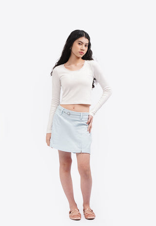 Áo Thun Dài Tay Cổ Đính Ren Croptop