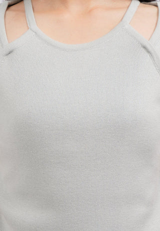 Áo Thun Dệt Kim Cổ Cắt Xẻ Cách Điệu