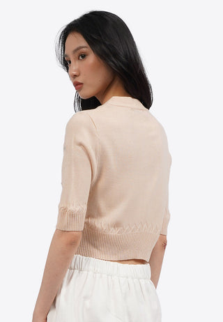 Áo Dệt Kim Tay Ngắn Crop Top