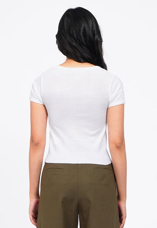 Áo Dệt Kim Cổ Tròn Cài Cúc