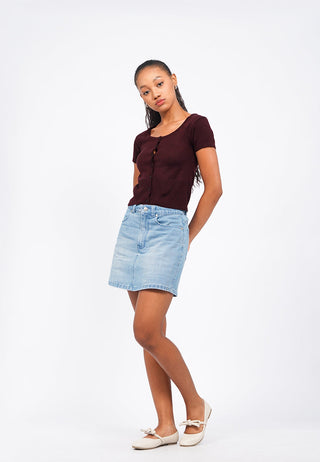 Áo Dệt Kim Cổ Tròn Cài Cúc