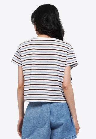 Áo Thun Cổ Tròn Họa Tiết Kẻ Ngang