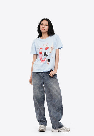 Áo Thun Cổ Tròn In Họa Tiết