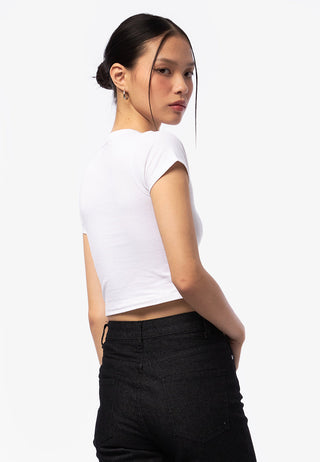 Áo Thun Ngắn Tay croptop In Họa Tiết