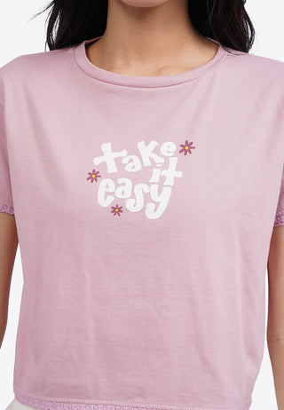 Áo Thun In Họa Tiết Viền Ren