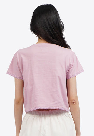 Áo Thun In Họa Tiết Viền Ren