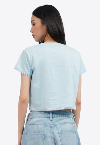 Áo Thun In Họa Tiết Viền Ren