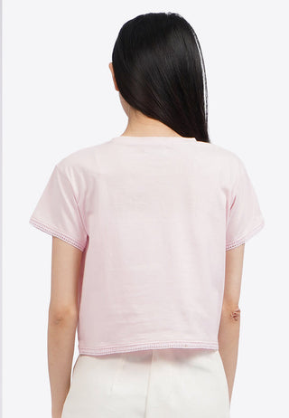 Áo Thun In Họa Tiết Viền Ren