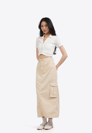 Áo Crop Top Polo Nhún Phía Trước