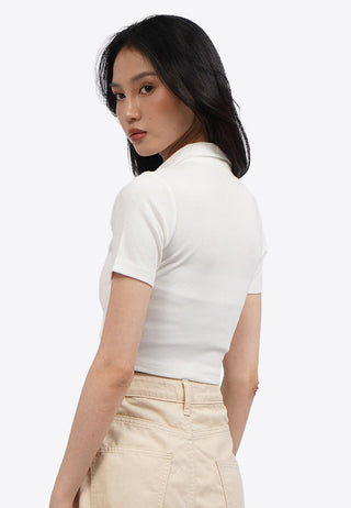 Áo Crop Top Polo Nhún Phía Trước