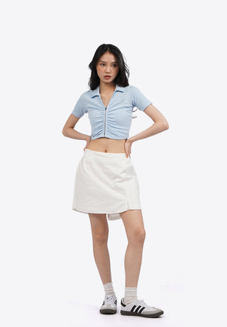 Áo Crop Top Polo Nhún Phía Trước