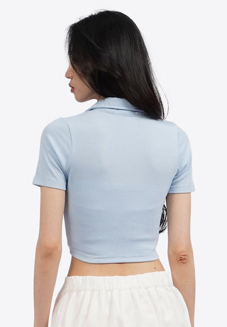 Áo Crop Top Polo Nhún Phía Trước