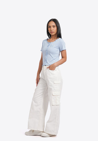 Áo Thun Tay Ngắn Viền Xoắn Diếp