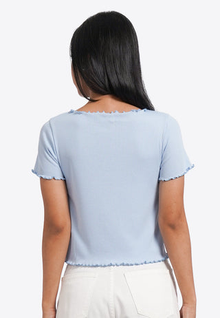 Áo Thun Tay Ngắn Viền Xoắn Diếp