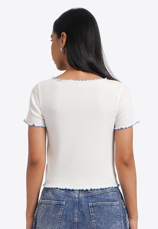 Áo Thun Tay Ngắn Viền Xoắn Diếp