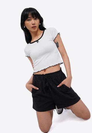 Áo Thun Tay Ngắn Viền Xoắn Diếp
